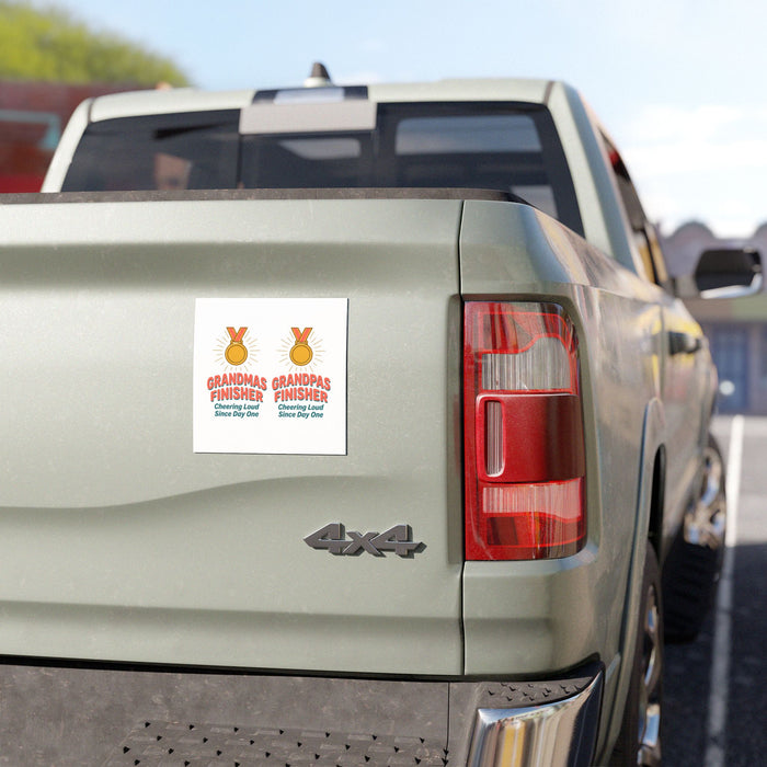 Grandma/Grandpa Finisher Car Magnet – "Cheering Loud Since Day One"