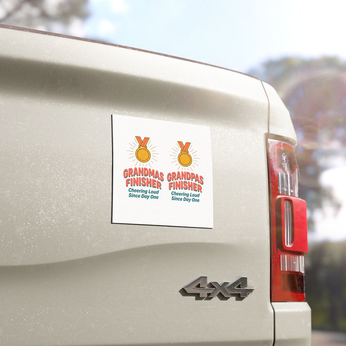Grandma/Grandpa Finisher Car Magnet – "Cheering Loud Since Day One"