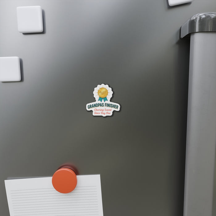 Grandpas Finisher Die-Cut Magnet – “Cheering Loud Since Day One” Refrigerator Badge