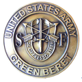 Green Beret Medallion for Box Cremation Urn/Flag Case - 2 Inch Diameter
