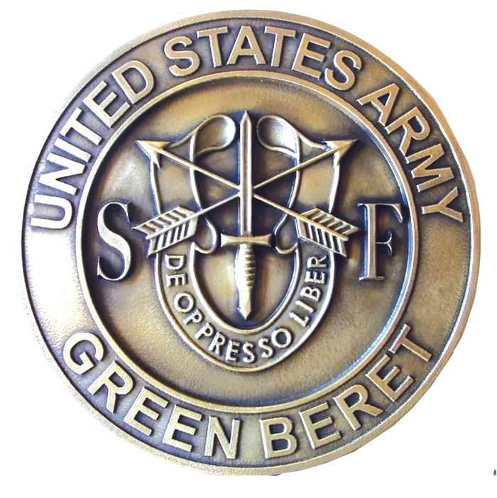 Green Beret Medallion for Box Cremation Urn/Flag Case - 2 Inch Diameter