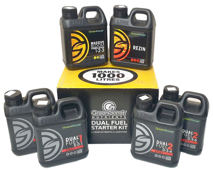 Green Planet Dual Fuel Starter Kit | Base Nutrient Set x2 | Massive Bloom | Rezin