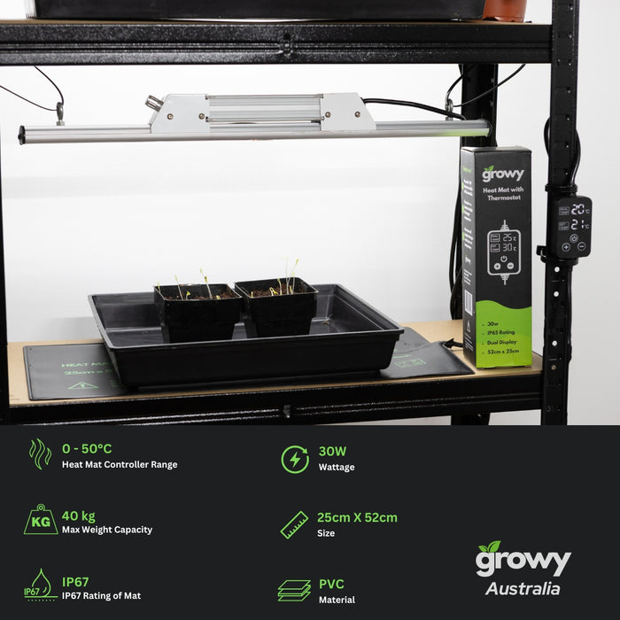 Growy Heat Mat with Thermostat - 25cmx52cm