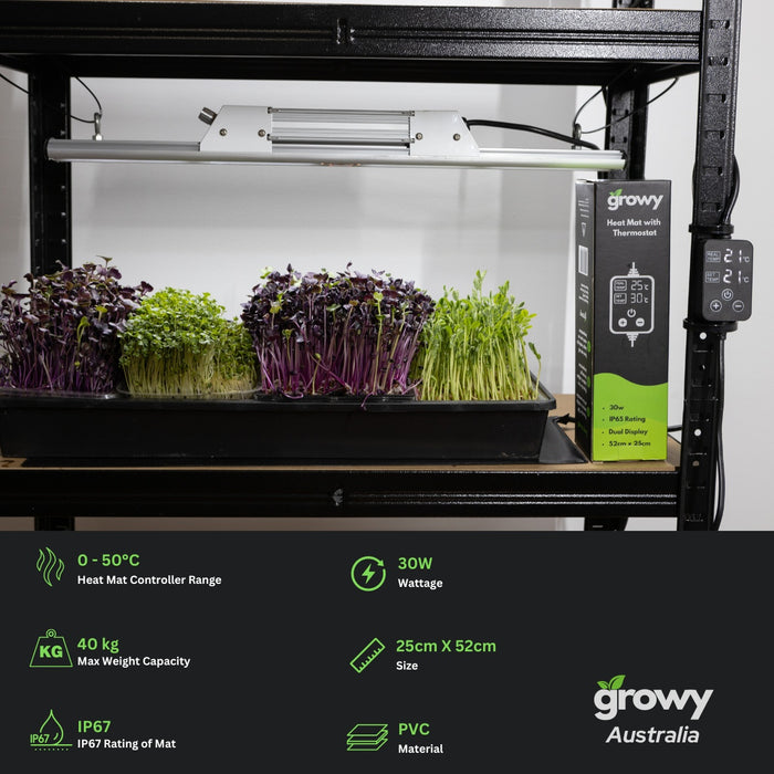 Growy Heat Mat with Thermostat - 25cmx52cm