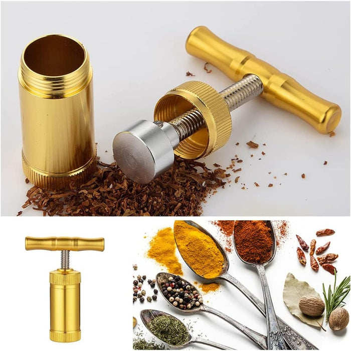 Heavy-Duty T-Handle Pollen Press – Kief Compressor For Herbs & Spices (Gold)