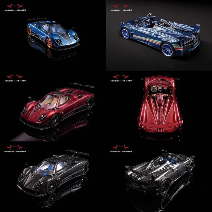 HH 1:64 Zonda Huayra Carbon Blue / Red / Black Die-Cast Car Model Collection Miniature