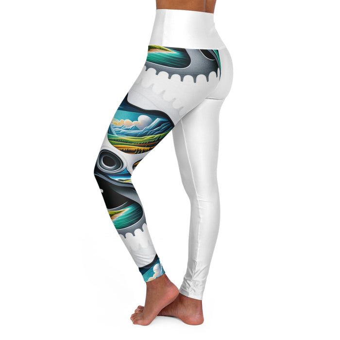 High-Waisted Skinny Fit Yoga Leggings for Athleisure - All Over Prints - detail view