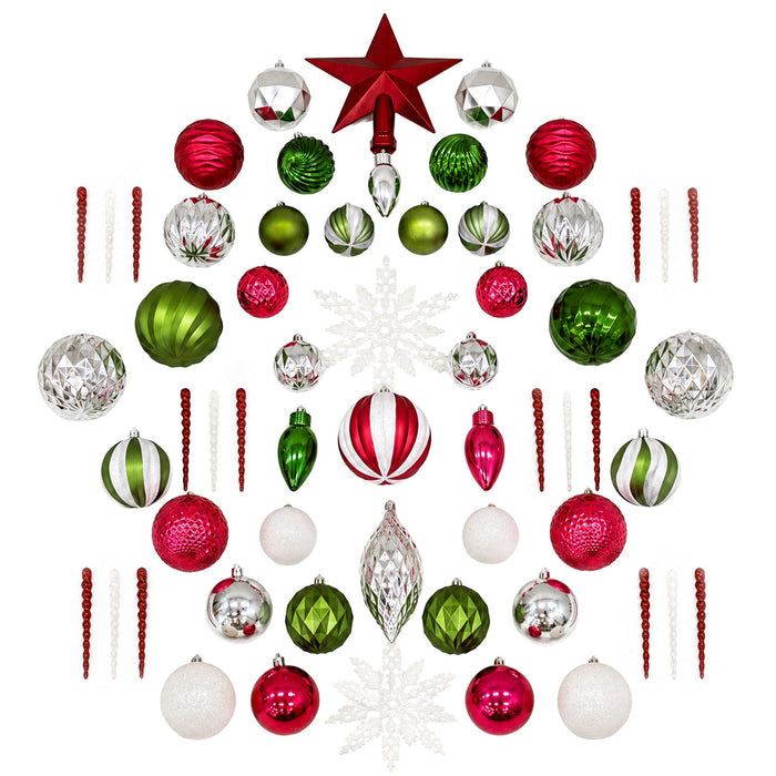 Holiday Deluxe Shatterproof, 100 Count Christmas Tree Ornament Box Set