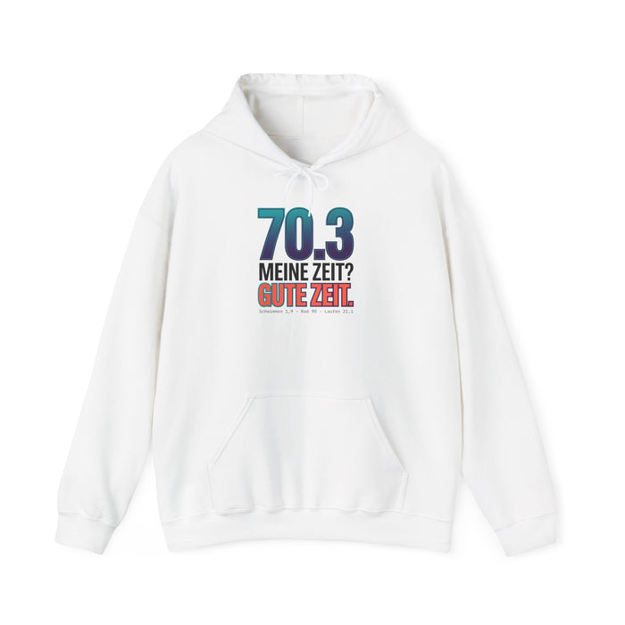 Hoodie "70.3 Meine Zeit? Gute Zeit." – Triathlon Motivationspullover