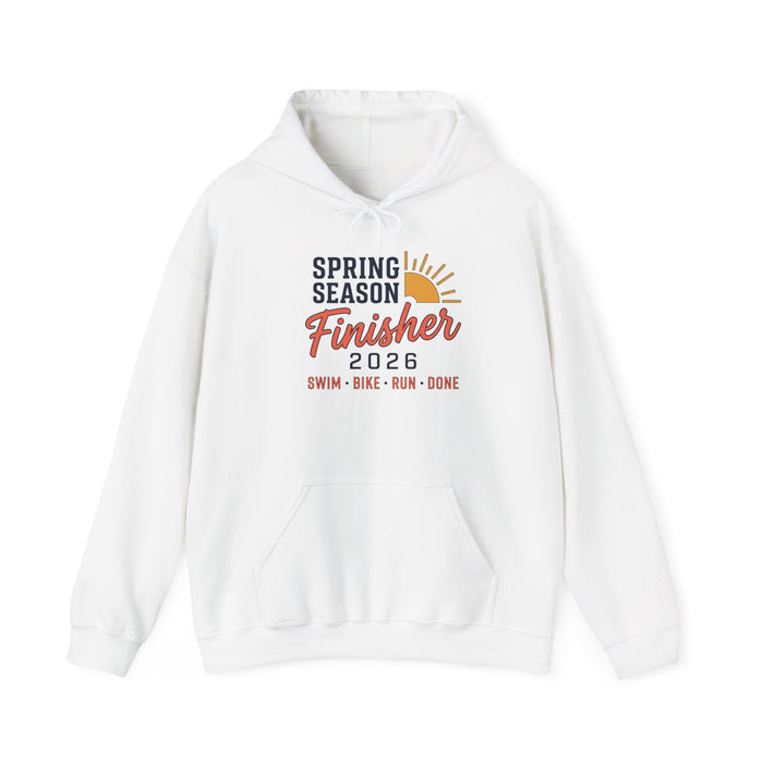 Hoodie — "Spring Season Finisher 2026" Triathlon Sweatshirt (Swim • Bike • Run)