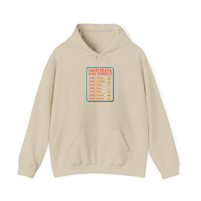 Hoodie — 'Triathlete Daily Schedule' Graphic Pullover