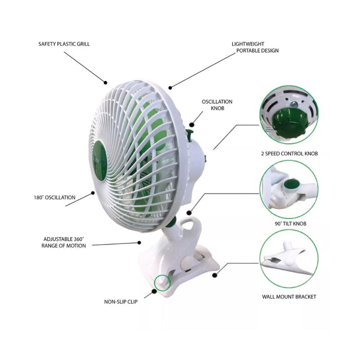 Hydro Axis Oscillating Clip Fan - 225mm
