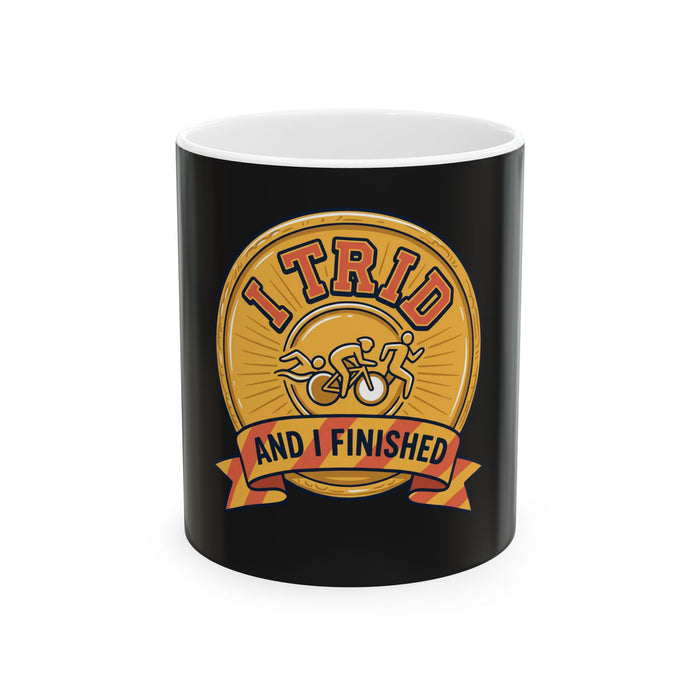 I Tri'd and I Finished Cycling Medal Mug — Funny Triathlon Coffee Cu