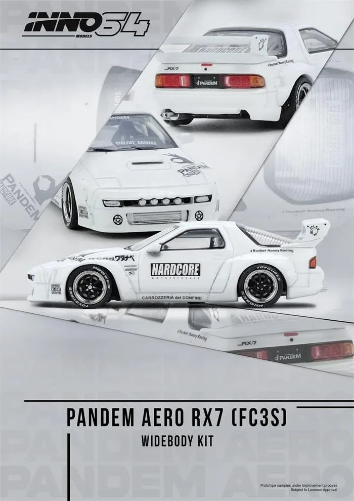 INNO 1:64 RX7 FC3S PANDEM AERO White Die-Cast Car Model Collection Miniature