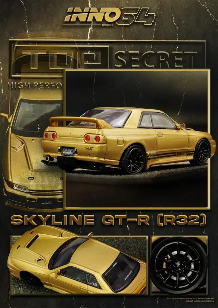 INNO64 1:64 TOP SECRET BNR32 GT-R (650R) Gold Collection Miniature DieCast Model Car
