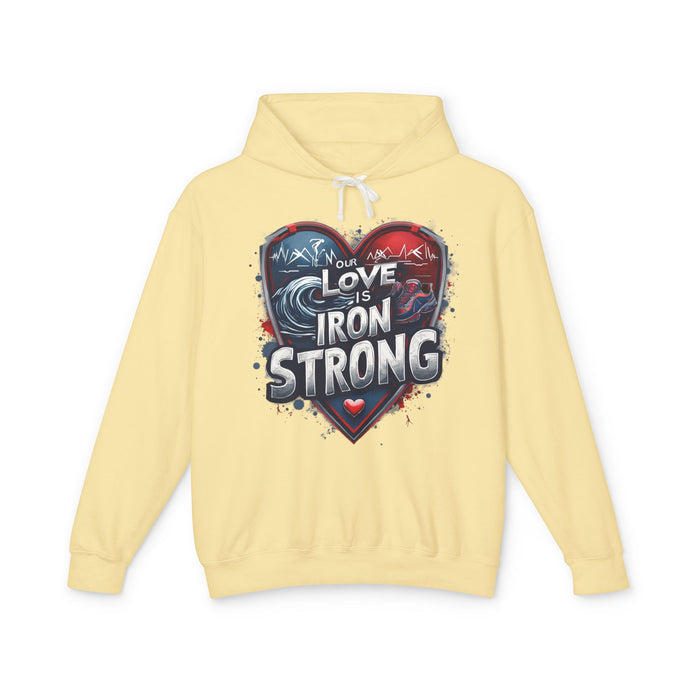 Iron Strong Heart Lightweight Graphic Hoodie - size chart