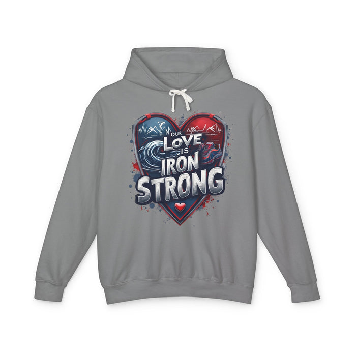Iron Strong Heart Lightweight Graphic Hoodie - size chart