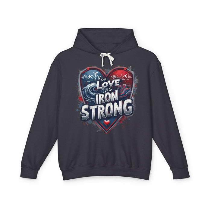Iron Strong Heart Lightweight Graphic Hoodie - size chart
