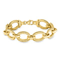 Yellow gold-plated link bracelet with oval and twisted rope-style links