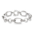 Italian sterling silver multi-oval link bracelet with oval and round textured links