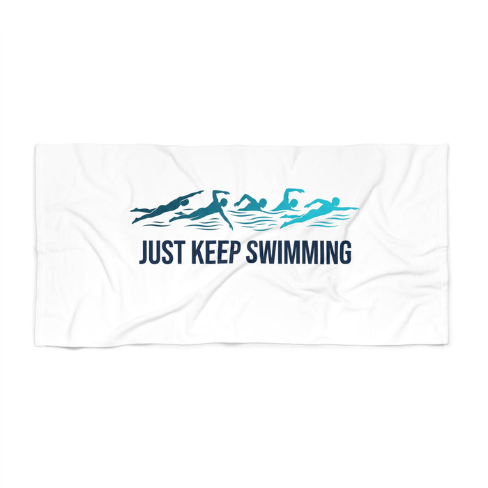 Just Keep Swimming Beach Towel – Swimmer Graphic Towel for Swim Prac