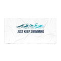 Just Keep Swimming Beach Towel – Swimmer Graphic Towel for Swim Prac
