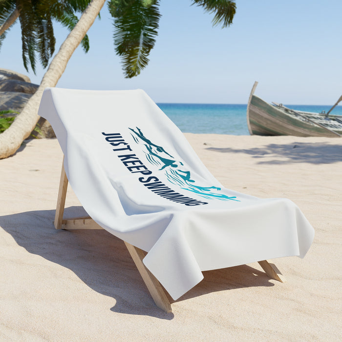 Just Keep Swimming Beach Towel – Swimmer Graphic Towel for Swim Prac