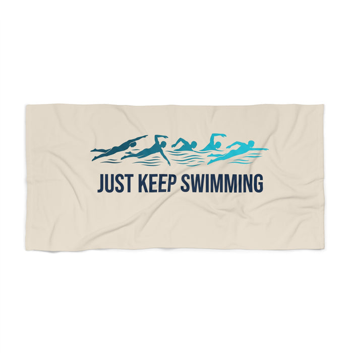 Just Keep Swimming Beach Towel — Swimmer Waves Design