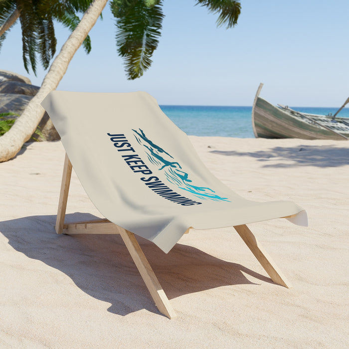 Just Keep Swimming Beach Towel — Swimmer Waves Design