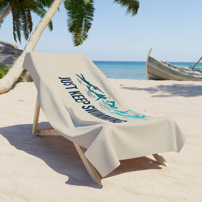 Just Keep Swimming Beach Towel — Swimmer Waves Design