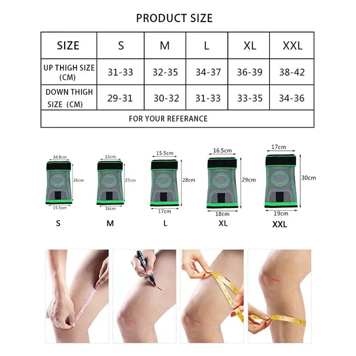 Knee Brace Compression Sleeve for Sports - Health - size chart