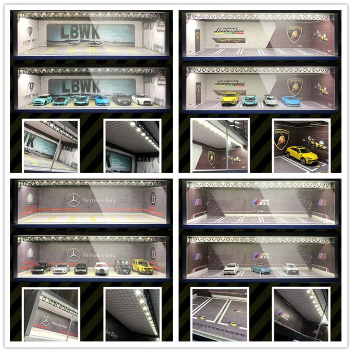 Led Light Diorama Garage Display Cabinet Carport LBWK LB  Lambo JDM Nissan Nismo for 1:64 Model Car