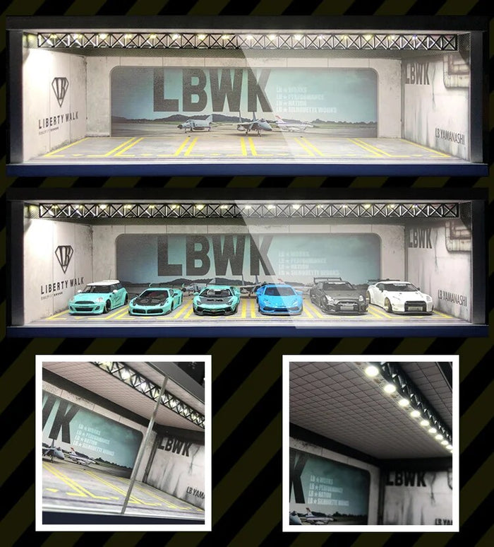 Led Light Diorama Garage Display Cabinet Carport LBWK LB  Lambo JDM Nissan Nismo for 1:64 Model Car