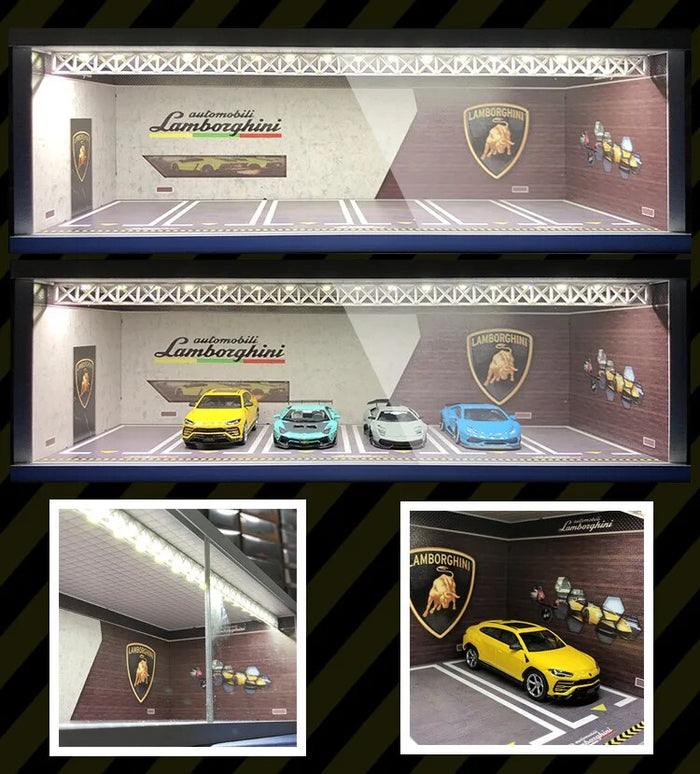 Led Light Diorama Garage Display Cabinet Carport LBWK LB  Lambo JDM Nissan Nismo for 1:64 Model Car