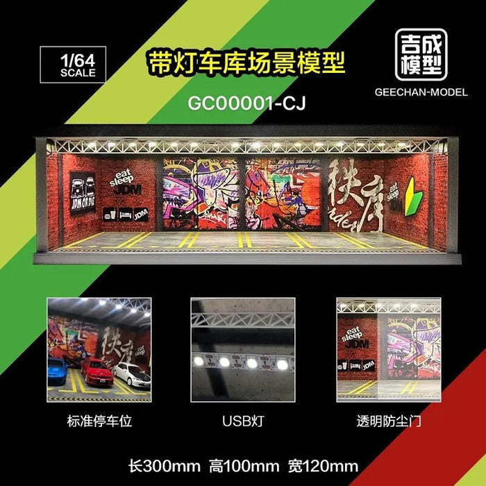 Led Light Diorama Garage Display Cabinet Carport LBWK LB  Lambo JDM Nissan Nismo for 1:64 Model Car