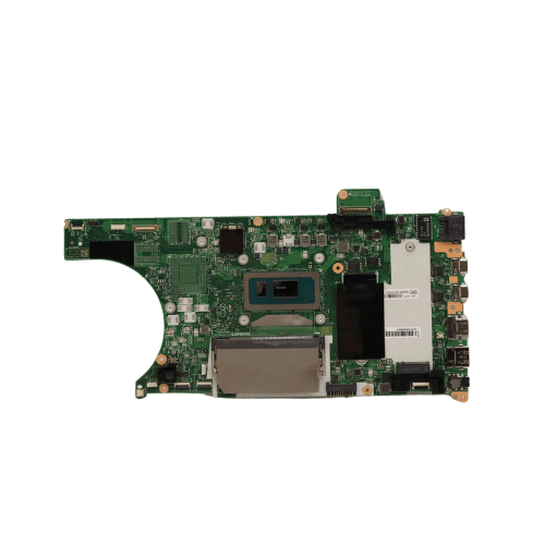 A green refurbished Lenovo ThinkPad T14 G3 i5 1245U 16GB Motherboard (model 5B21J76561) by Lenovo, displaying its components and connectors, is pictured against a white background.