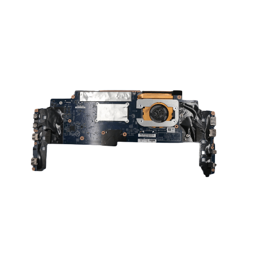 A refurbished Lenovo ThinkPad X1 YOGA G2 i5-7300U 2.6GHz 8GB motherboard (01AX853) is shown from above on a white background, displaying ports, circuitry, cooling fan, and heatsink. Brand: Lenovo.