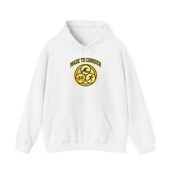 Made to Conquer Hoodie — Triathlon Cycling Running Motivational Pullover