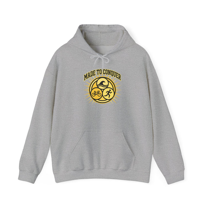 Made to Conquer Hoodie — Triathlon Cycling Running Motivational Pullover