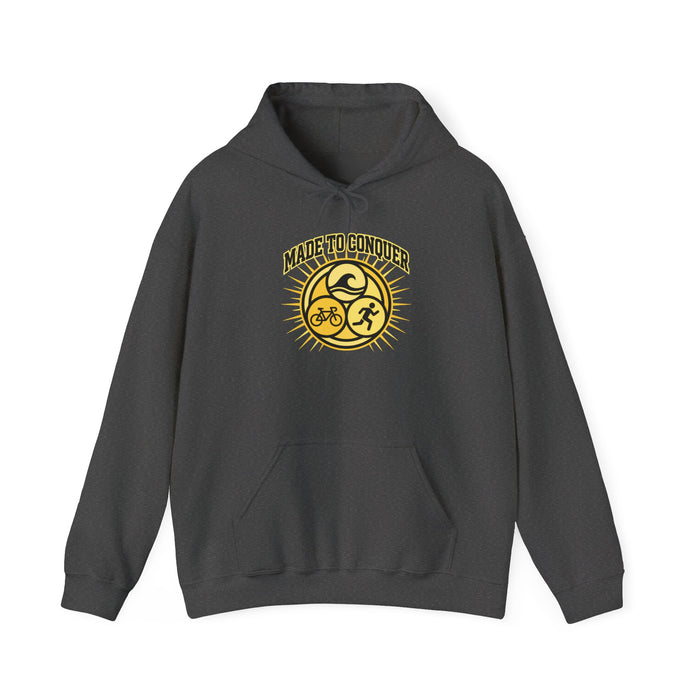 Made to Conquer Hoodie — Triathlon Cycling Running Motivational Pullover