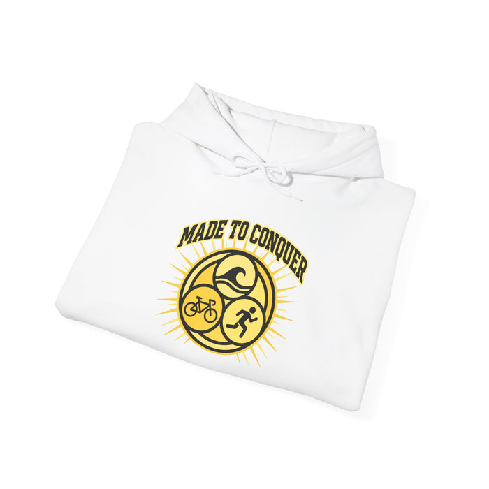 Made to Conquer Hoodie — Triathlon Cycling Running Motivational Pullover