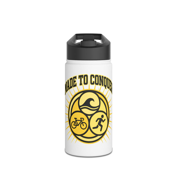 Made to Conquer Stainless Steel Water Bottle — Triathlon Bike/Swim/Run Design