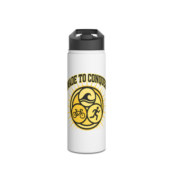 Made to Conquer Stainless Steel Water Bottle — Triathlon Bike/Swim/Run Design