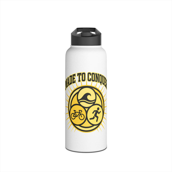 Made to Conquer Stainless Steel Water Bottle — Triathlon Bike/Swim/Run Design