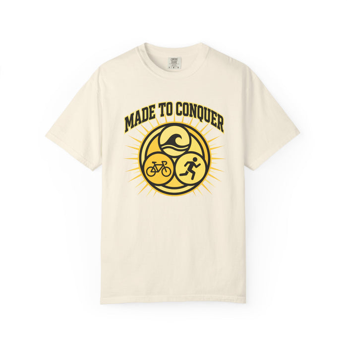 Made to Conquer Triathlon T-Shirt — Swim, Bike, Run Athletic Tee