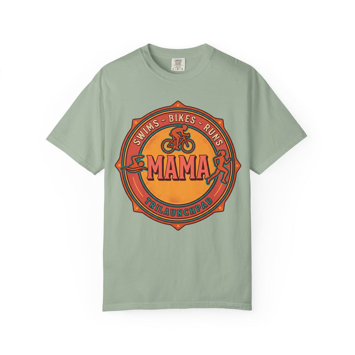 Mama Triathlete T-Shirt – Swims • Bikes • Runs Vintage Badge