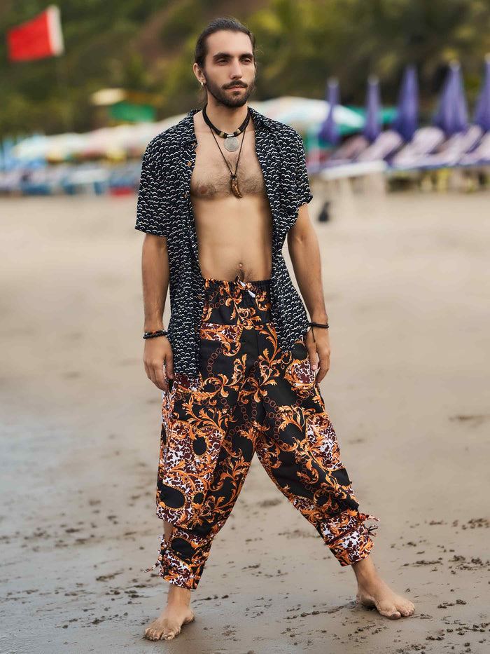 Buy Men's Abstract Floral Print Bohemian Hippy Harem Pants For Yoga