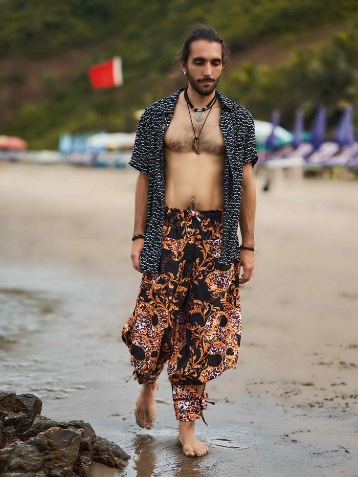 Buy Men's Abstract Floral Print Bohemian Hippy Harem Pants For Yoga
