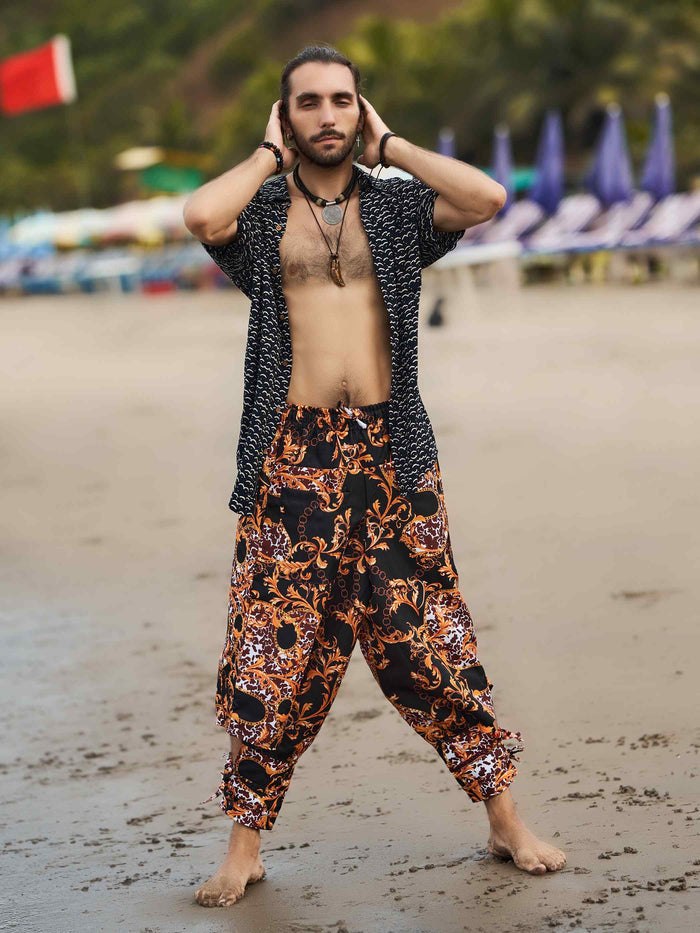 Buy Men's Abstract Floral Print Bohemian Hippy Harem Pants For Yoga