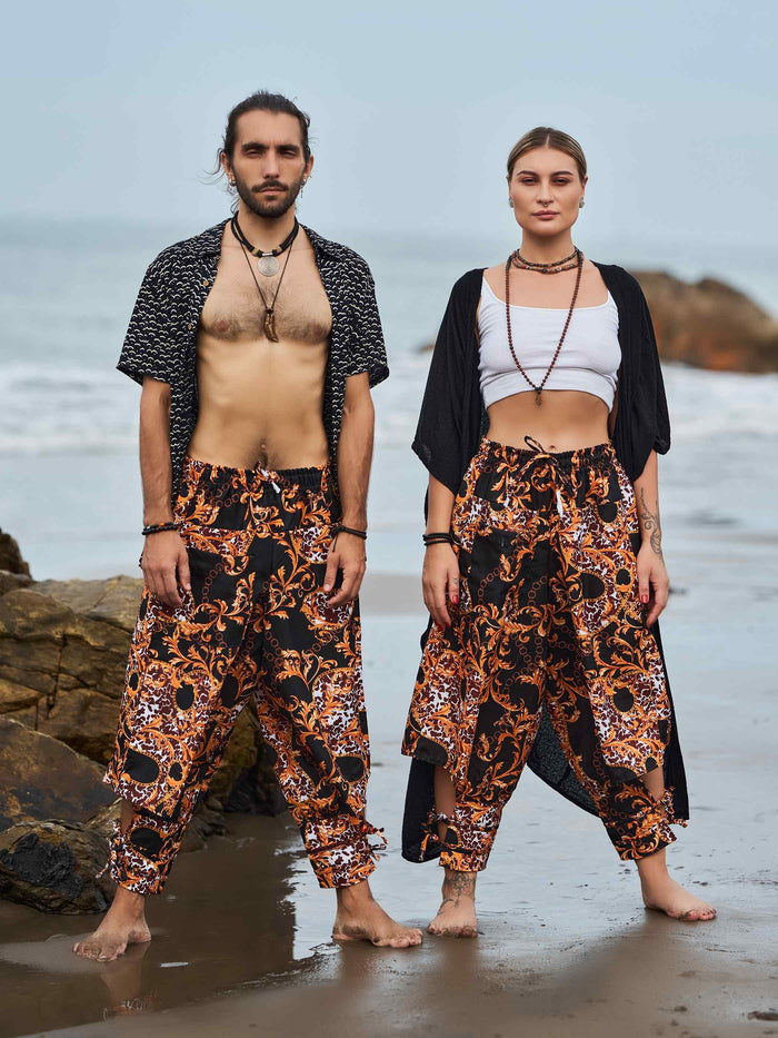 Buy Men's Abstract Floral Print Bohemian Hippy Harem Pants For Yoga